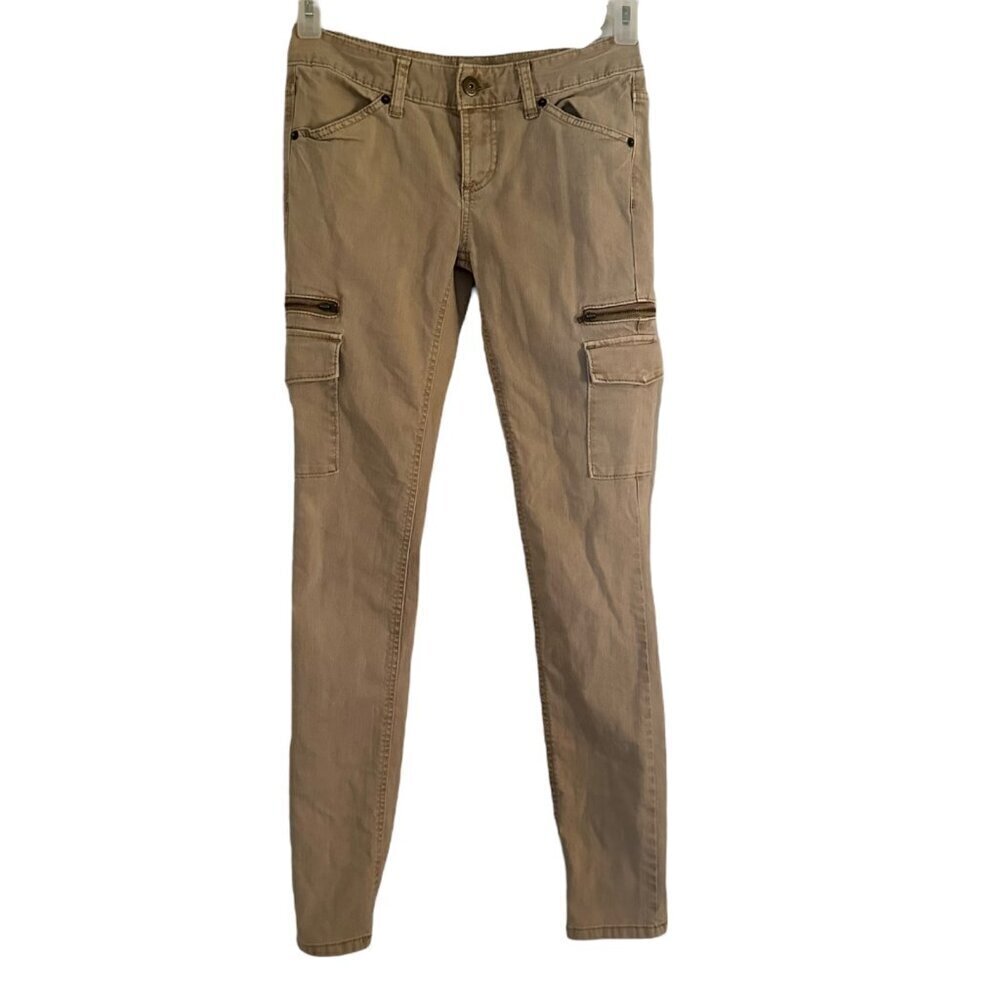 Mossimo Skinny Premium Denim Jeans women's size 2 tan cargo pockets